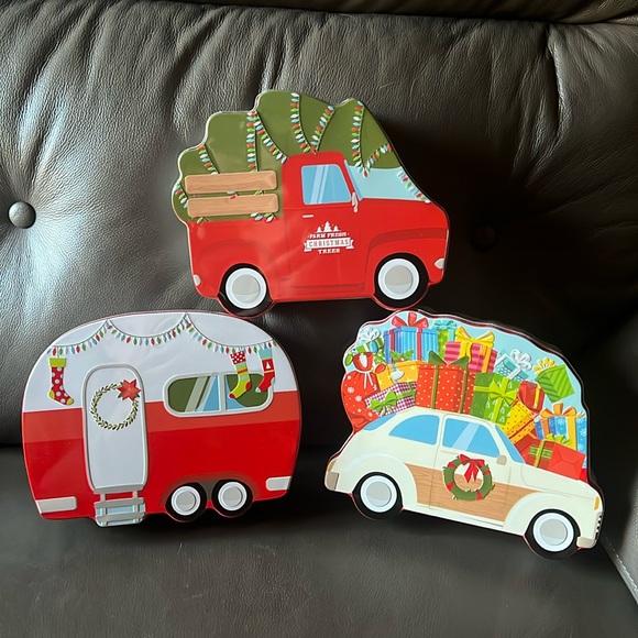 Designpac Gifts Holiday 3 Empty Christmas Cookie Tins Camper Car